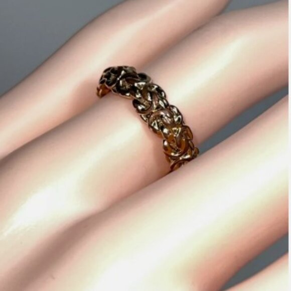 Milor Italy 14k Rose Gold Resin Filled Byzantine Band Ring Size 6 14K Rose Go - Picture 3 of 7